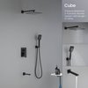 Kibi Cube Pressure Balanced 3-Function Shower System with Rough-In Valve, Matte Black KSF406MB